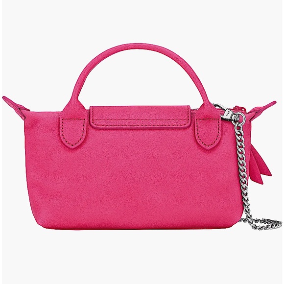 NEW🔥LONGCHAMP Le Pliage Pink Leather Mini Bag with Chain🔥 - Picture 6 of 16